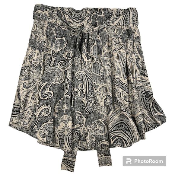 H&M Dresses & Skirts - Nwt H&M Womens Black Brown Belted Paisley Viscose Stretch A-Line Mini Skirt Sz 4
